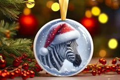 Zebra Portrait Christmas Ornament PNG Product Image 3