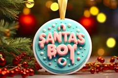 Santa's BOY Round Ornament Sublimation PNG Product Image 1