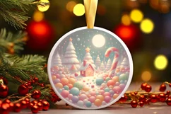 Christmas Candy Scene Round Ornament PNG Product Image 3