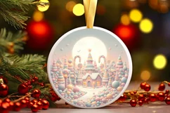 Christmas Candy Scene Round Ornament PNG Product Image 1