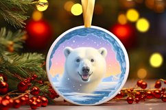 Polar Bear in Snow Wall Round Ornament Sublimation PNG Product Image 3