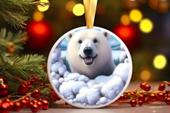 Polar Bear in Snow Wall Round Ornament Sublimation PNG Product Image 2