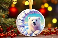 Polar Bear in Snow Wall Round Ornament Sublimation PNG Product Image 3