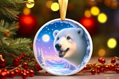 Polar Bear in Snow Wall Round Ornament Sublimation PNG Product Image 2