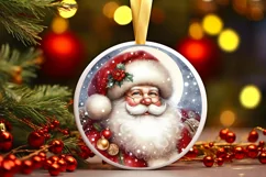 Santa Christmas Round Ornament PNG Product Image 3