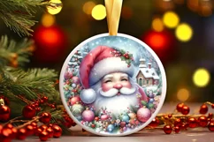 Colorful Pastel Watercolor Scene Santa Sublimation PNG Product Image 3