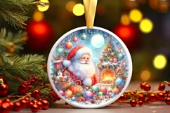 Colorful Pastel Watercolor Scene Santa Sublimation PNG Product Image 1
