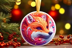 Christmas Fox Ornament Sublimation PNG Product Image 2
