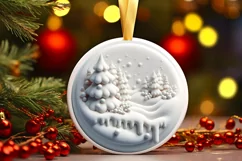 Winter Scene Round Ornament PNG Product Image 3