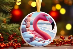 Flamingo Snow Wall Ornament PNG Product Image 3