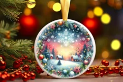 Watercolor Scene Snowflake Sublimation PNG Product Image 2