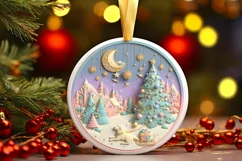 Round Christmas Ornament Sublimation|Clipart Product Image 3