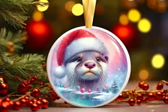 3D Santa with Winter Scene Ornament PNG Product Image 1