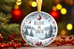 Believe in Santa Round Ornament PNG Product Image 1