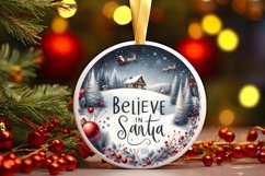 Believe in Santa Round Ornament Sublimation PNG Product Image 3