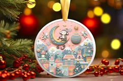 Round Christmas Ornament Sublimation|Clipart Product Image 1