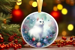 Colorful Cat Christmas Ornament Sublimation PNG Product Image 2