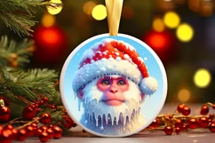 3D Winter Monkey Portrait with Santa Hat PNG Product Image 1