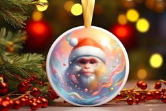 3D Monkey Christmas Ornament Sublimation PNG Product Image 2