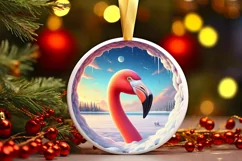 Flamingo Snow Wall Ornament PNG Product Image 1