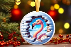 Flamingo Snow Wall Ornament PNG Product Image 3
