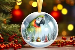 3D Parrot Santa Hat Ornament Sublimation PNG Product Image 2