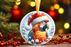 3D Parrot Santa Hat Ornament Sublimation PNG Product Image 1
