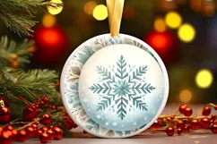 Snow Flake Round Ornament Sublimation PNG Product Image 3
