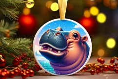 Hippo in Snow Scene Sublimation Clipart PNG Product Image 1