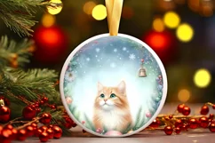 Christmas Cat Round Decor Sublimation Clipart PNG Product Image 1
