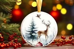 Christmas Reindeer Round Decor Sublimation Clipart PNG Product Image 3