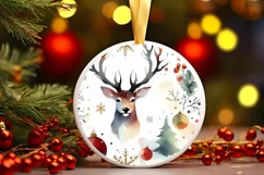 Christmas Reindeer Round Decor Sublimation Clipart PNG Product Image 2