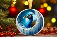 Smiling Peacock Melting Ice Round Ornament PNG Product Image 1