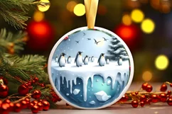 Winter Penguin Snow Scene Sublimation Clipart PNG Product Image 1