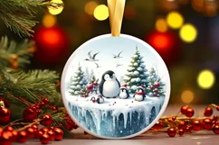 Santa with Penguins Melting Edges PNG Product Image 2
