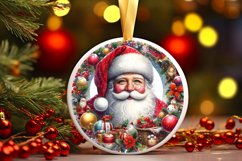 Colorful Santa Round Ornament Sublimation PNG Product Image 3