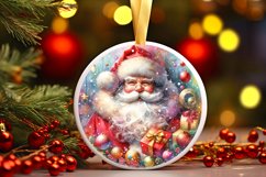 Colorful Santa Christmas Ornament Sublimation PNG Product Image 2