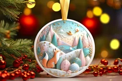 Round Christmas Ornament Sublimation|Clipart Product Image 1