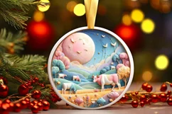 Round Christmas Ornament Sublimation|Clipart Product Image 3