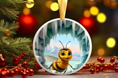 Smiling Bee Icy Wall Round Ornament PNG Product Image 1