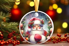 Santa Christmas Round Centerpiece Sublimation Clipart PNG Product Image 1