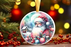 Santa Christmas Round Centerpiece Sublimation Clipart PNG Product Image 1