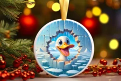 Smiling Duck Melting Ice Round Ornament PNG Product Image 1