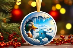 Duck in Winter Landscape Scene Sublimation Clipart PNG Product Image 3