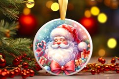 Santa Round Ornament Sublimation PNG Product Image 1