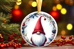 Christmass Gnome Round Ornament Sublimation PNG Product Image 3