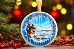 Squirrel in Winter Woodland Scene Sublimation Clipart PNG Product Image 2