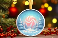 Pastel Christmas Candy Scene Sublimation Clipart PNG Product Image 1
