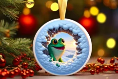 Frog in Snow Scene Sublimation Clipart PNG Product Image 1