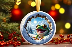 Frog in Snow Scene Sublimation Clipart PNG Product Image 1